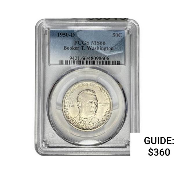 1950-D Booker T Half Dollar PCGS MS66