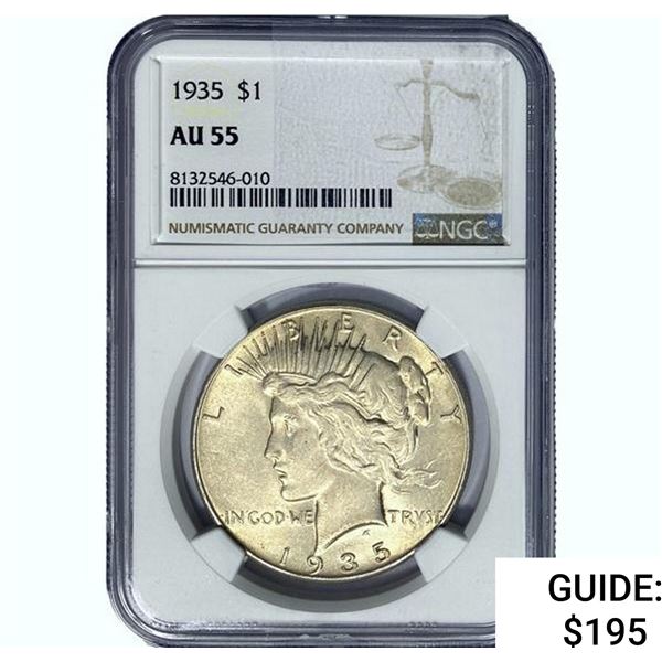 1935 Silver Peace Dollar NGC AU55