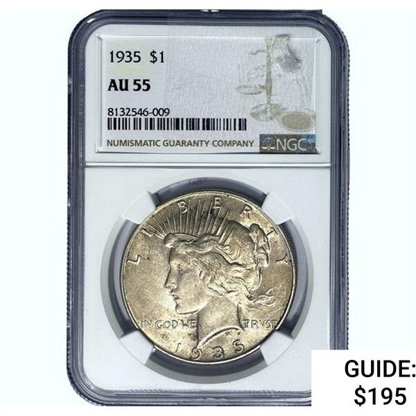 1935 Silver Peace Dollar NGC AU55