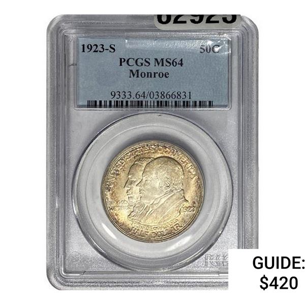 1923-S Monroe Half Dollar PCGS MS64