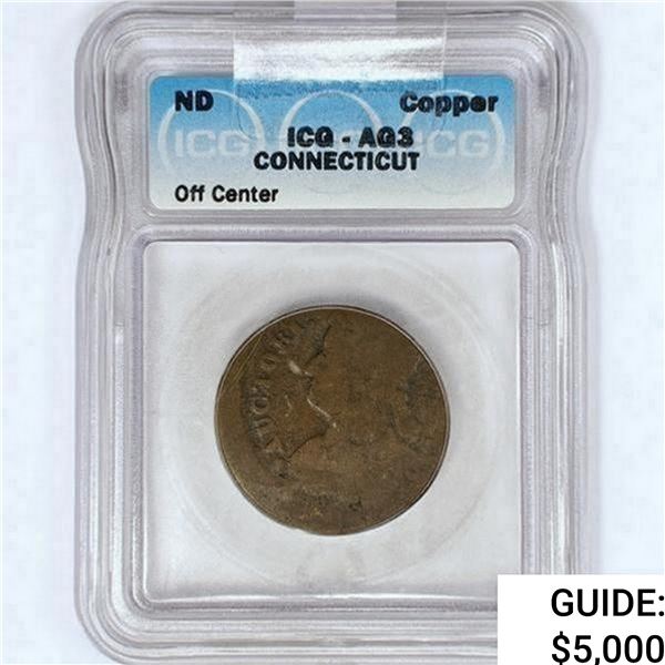 ND Copper Connecticut Token ICG AG3 Off Center