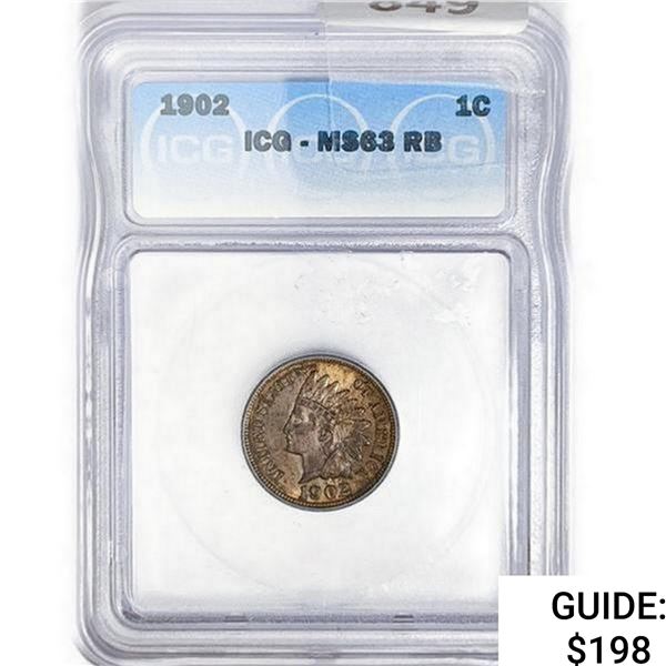 1902 Indian Head Cent ICG MS63 RB