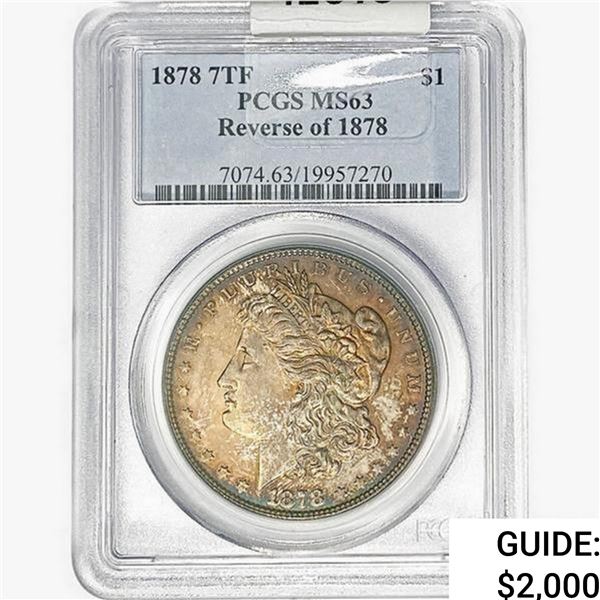 1878 7TF Morgan Silver Dollar PCGS MS63 PL