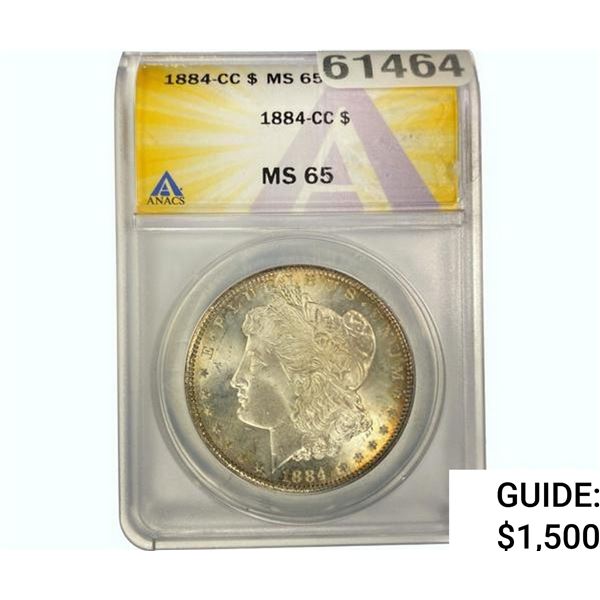 1884-CC Morgan Silver Dollar ANACS MS65