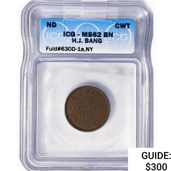ND CWT H.J. Bang 1C ICG MS62 BN, Fuld#630D-1a,NY