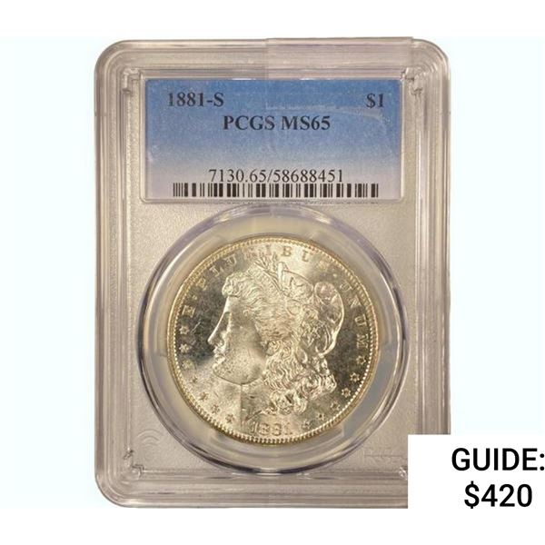 1881-S Morgan Silver Dollar PCGS MS65
