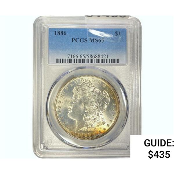1886 Morgan Silver Dollar PCGS MS65