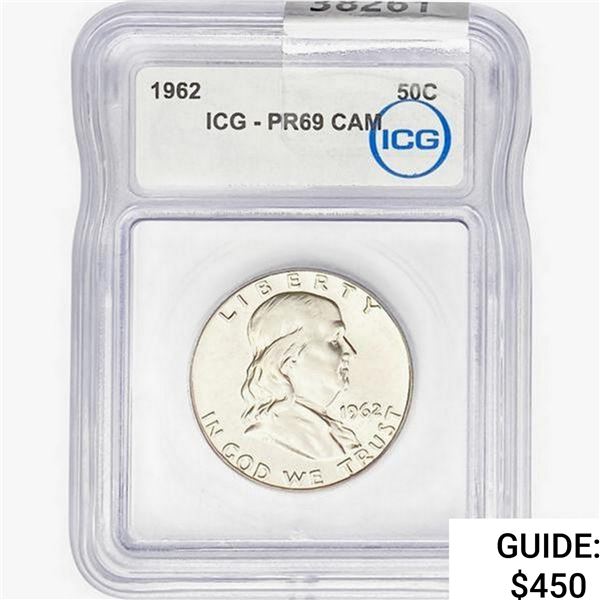 1962 Franklin Half Dollar ICG PR69 CAM