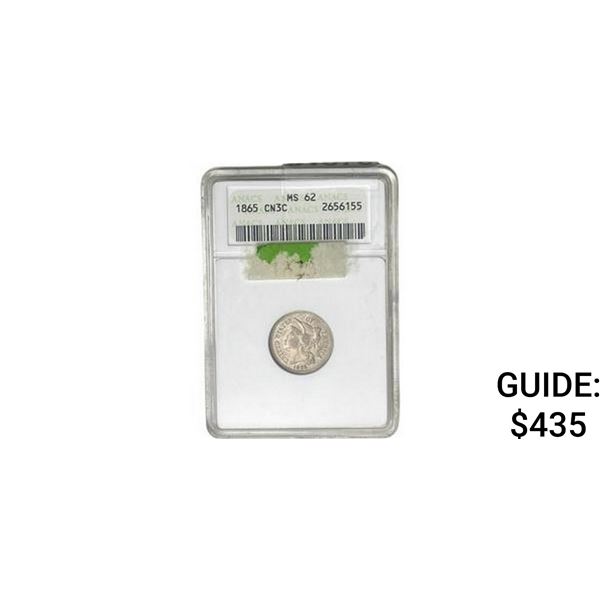 1865 Nickel Three Cent ANACS MS62