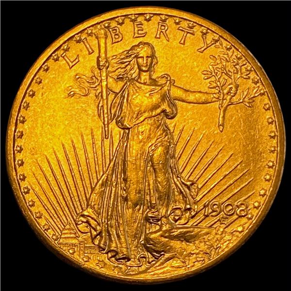 1908 No Motto Gold $20 Saint-Gaudens UNCIRCULATED