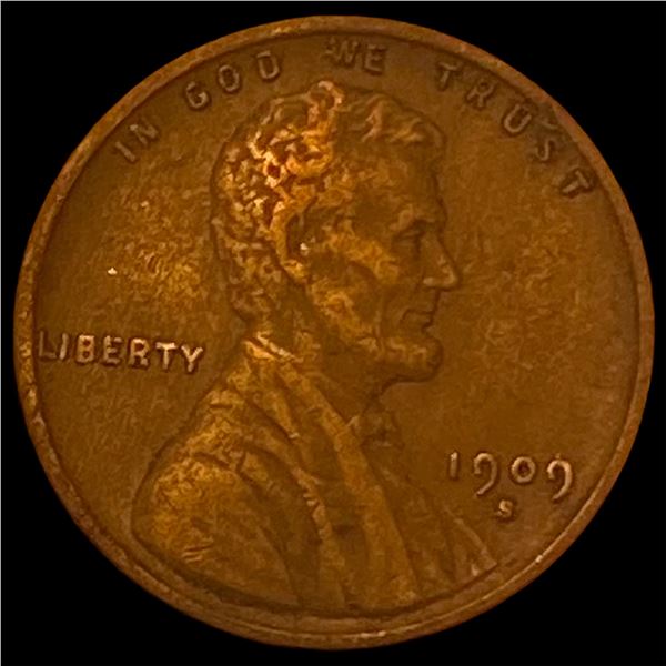 1909-S Lincoln Wheat Cent LIGHTLY CIRCULATED