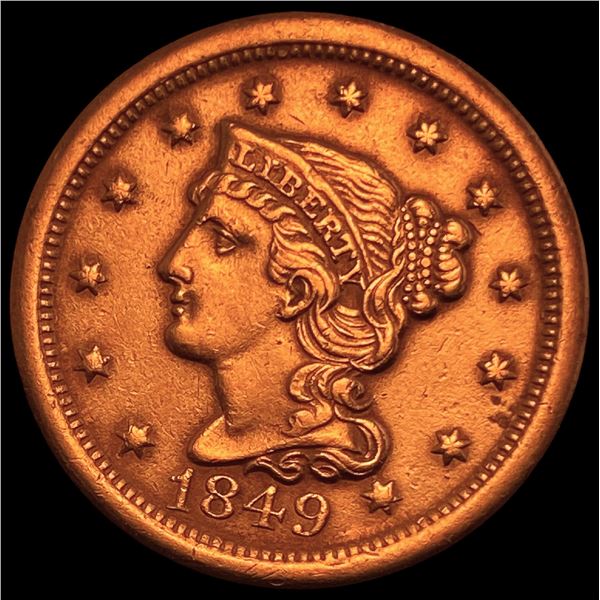 1849 Braided Hair Large Cent GEM BU