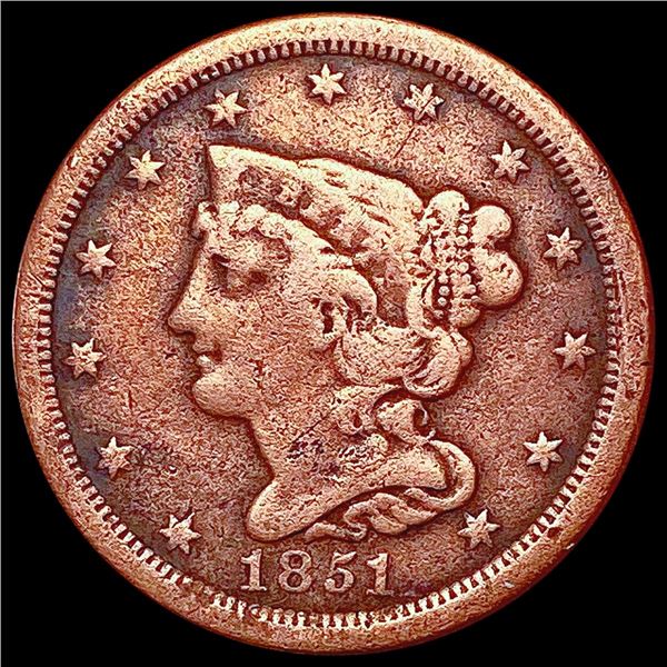 1851 Braided Hair Half Cent NICELY CIRCULATED