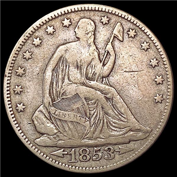 1853 Arrows Rays Seated Liberty Half Dollar LIGHTLY CIRCULATED