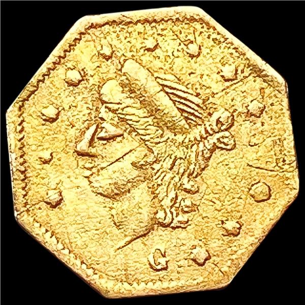 1870 Octagonal California Gold Quarter NEARLY UNCIRCULATED