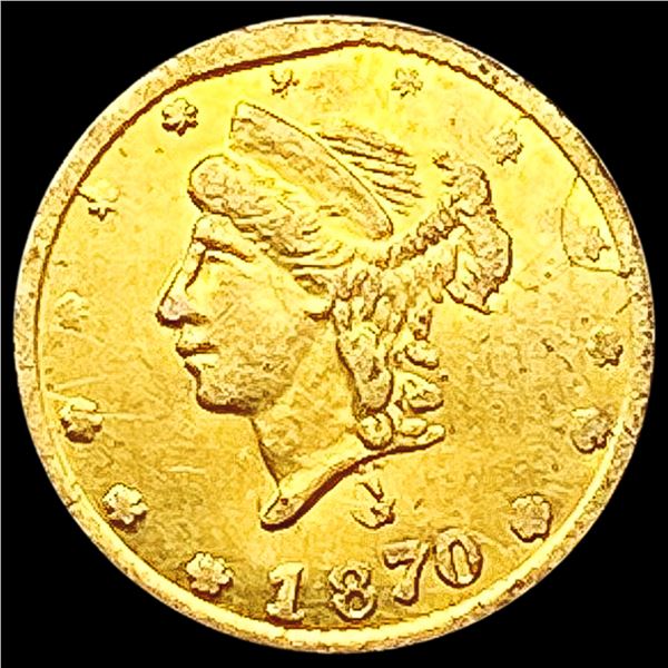 1870 Round California Gold Quarter CLOSELY UNCIRCULATED