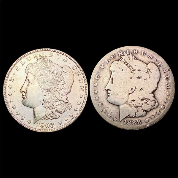 [2 Coins] 1888-S & 1903 Morgan Silver Dollar UNCIRCULATED