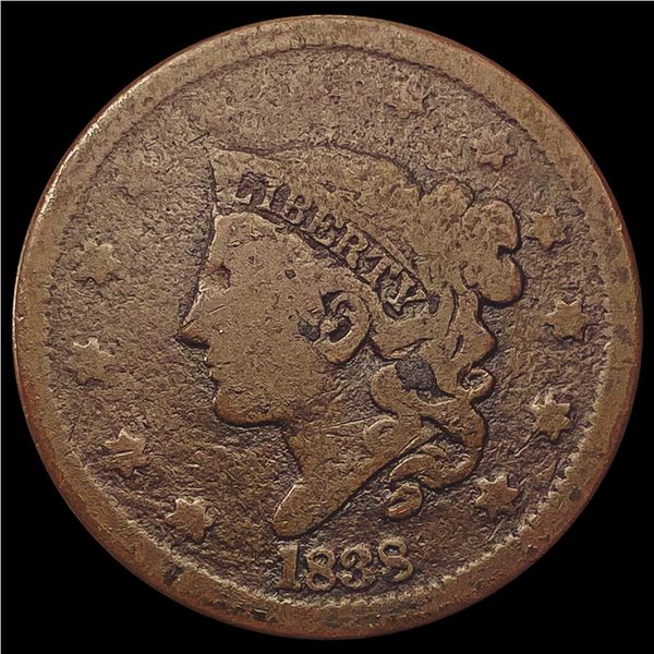 1838 Coronet Head Large Cent NICELY CIRCULATED