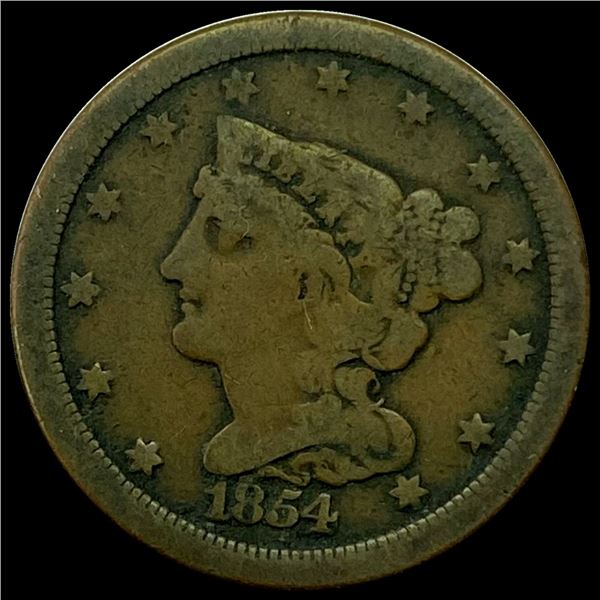 1854 Braided Hair Half Cent NICELY CIRCULATED