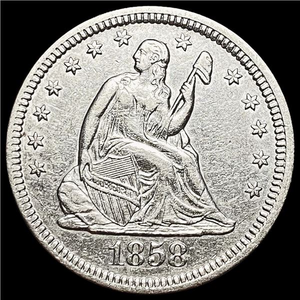 1858 Seated Liberty Quarter CHOICE AU