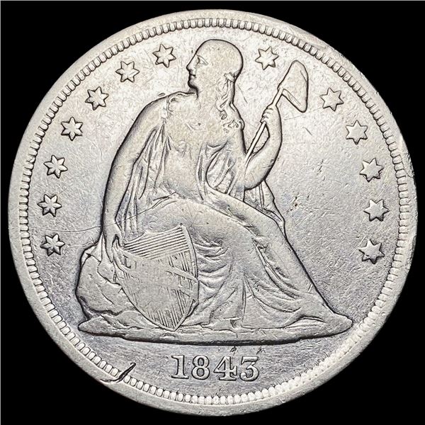 1843 Seated Liberty Dollar NICELY CIRCULATED