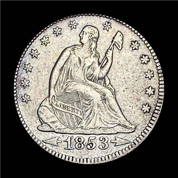 1853 Arrows/Rays Seated Liberty Quarter CLOSELY UNCIRCULATED
