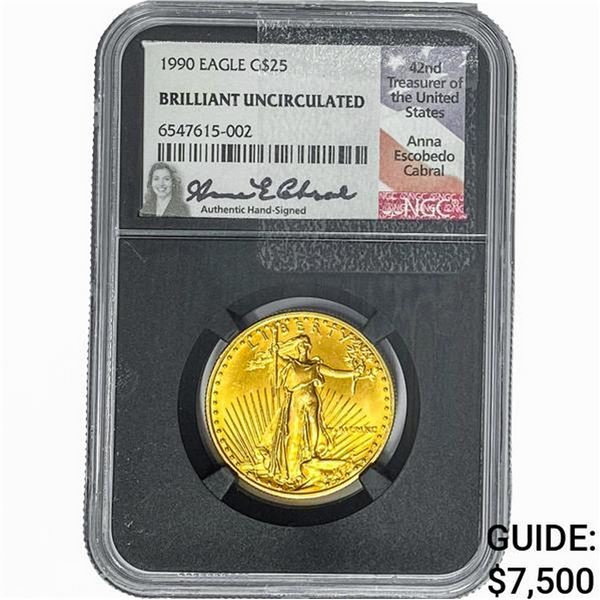 1990 1/2oz $25 Gold Eagle NGC BU