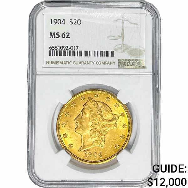 1904 $20 Gold Double Eagle NGC MS62
