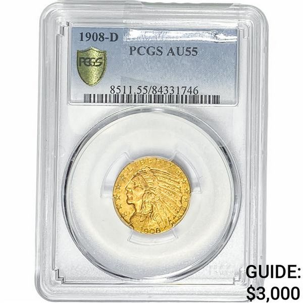 1908-D $5 Gold Half Eagle PCGS AU55
