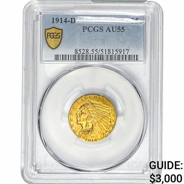 1914-D $5 Gold Half Eagle PCGS AU55