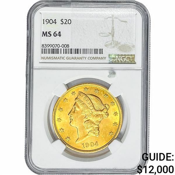 1904 $20 Gold Double Eagle NGC MS64