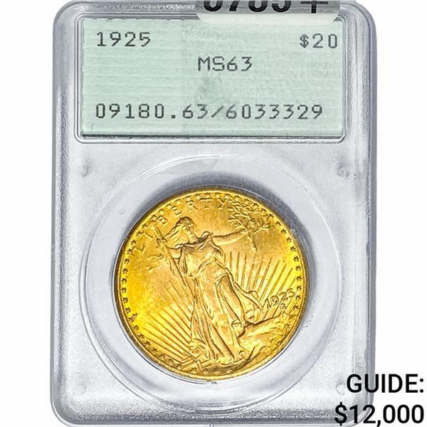 1925 $20 Gold Double Eagle PCGS MS63