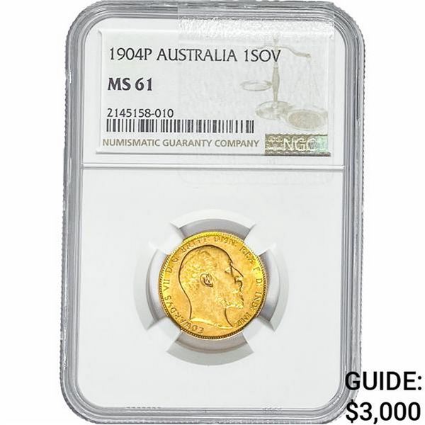 1904P Australia .2355oz Gold 1 Sovereign NGC MS61