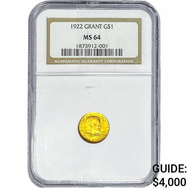 1922 Grant Rare Gold Dollar NGC MS64