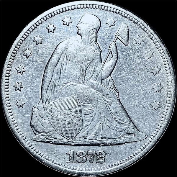 1872 Seated Liberty Silver Dollar CHOICE AU