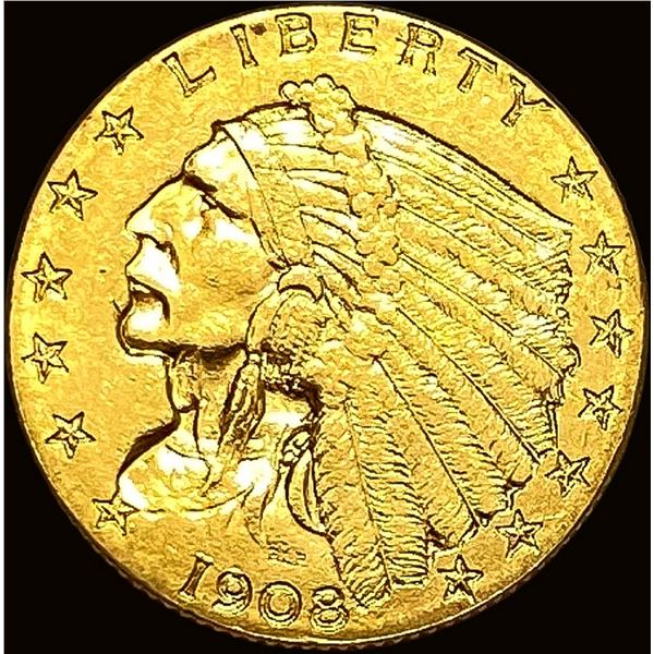 1908 Indian Head $2.5 Gold Quarter Eagle CLOSELY UNCIRCULATED