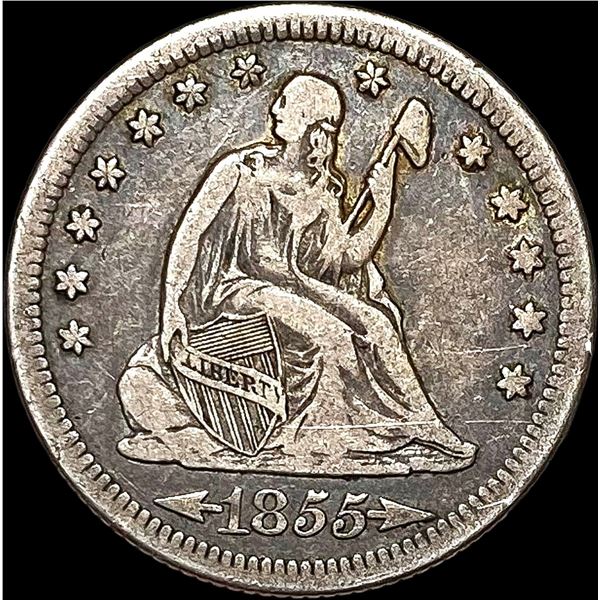 1855-S Silver Seated Liberty Quarter LIGHTLY CIRCULATED