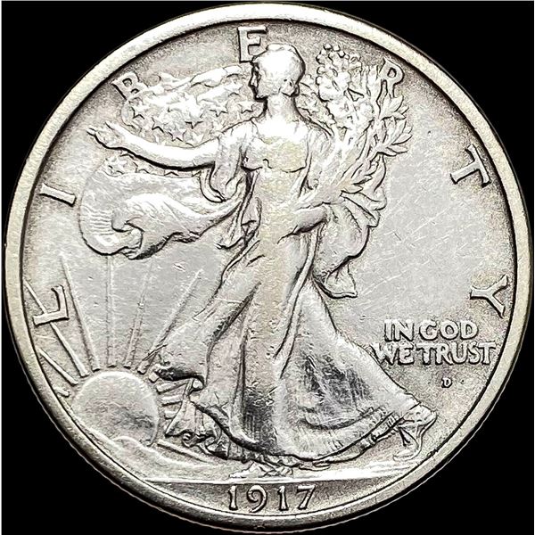 1917-D Silver Half Dollar Walking Liberty CLOSELY UNCIRCULATED