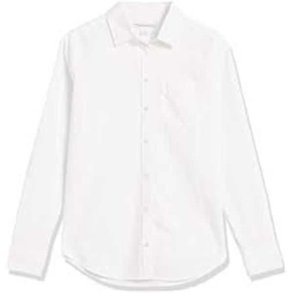 NEW AMAZON ESSENTIALS MEDIUM WHITE BUTTON SHIRT