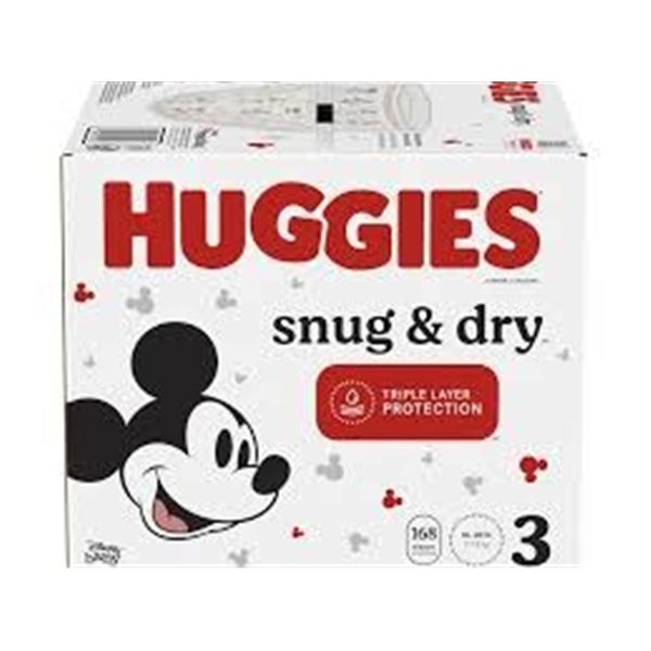 NEW 168 DIAPERS HUGGIES SNUG & DRY