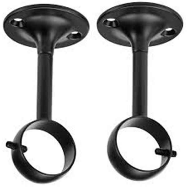 NEW SET OF 2 BASICS CURTAIN ROD CEILING-MOUNT BRAC