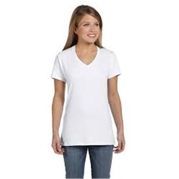 NEW HANES WOMENS X-TEMP V-NECK WHITE SMALL