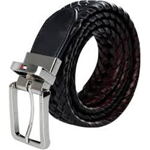 NEW TOMMY HILFIGER MENS BRAIDED BELT BLACK 38