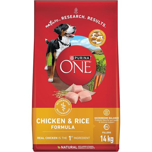 14KG BAG OF PURINA ONE CHICKEN & RICE DOG FOOD