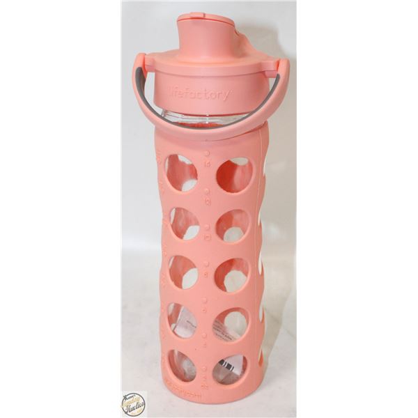 475ML LIFE FACT GLASS WATER BOTTLE PINK