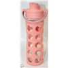Image 1 : 475ML LIFE FACT GLASS WATER BOTTLE PINK