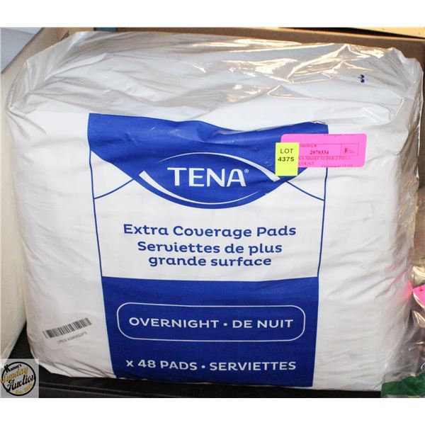 NEW TENA NIGHT SUPER 2 PIECE PADS 24 COUNT