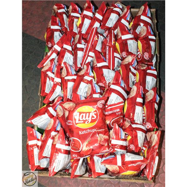FLAT WITH 40G BAGS OF LAYS KETCHUP CHIPS
