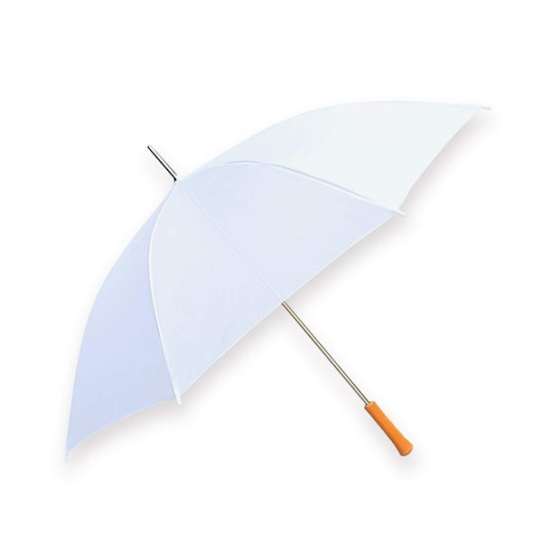 NEW WHITE UMBRELLA WITH WOODEN HANDLE