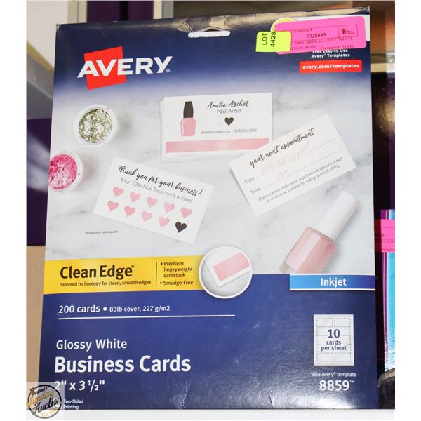 AVERY 200 CARDS GLOSSY WHITE BUSINESS CARDS